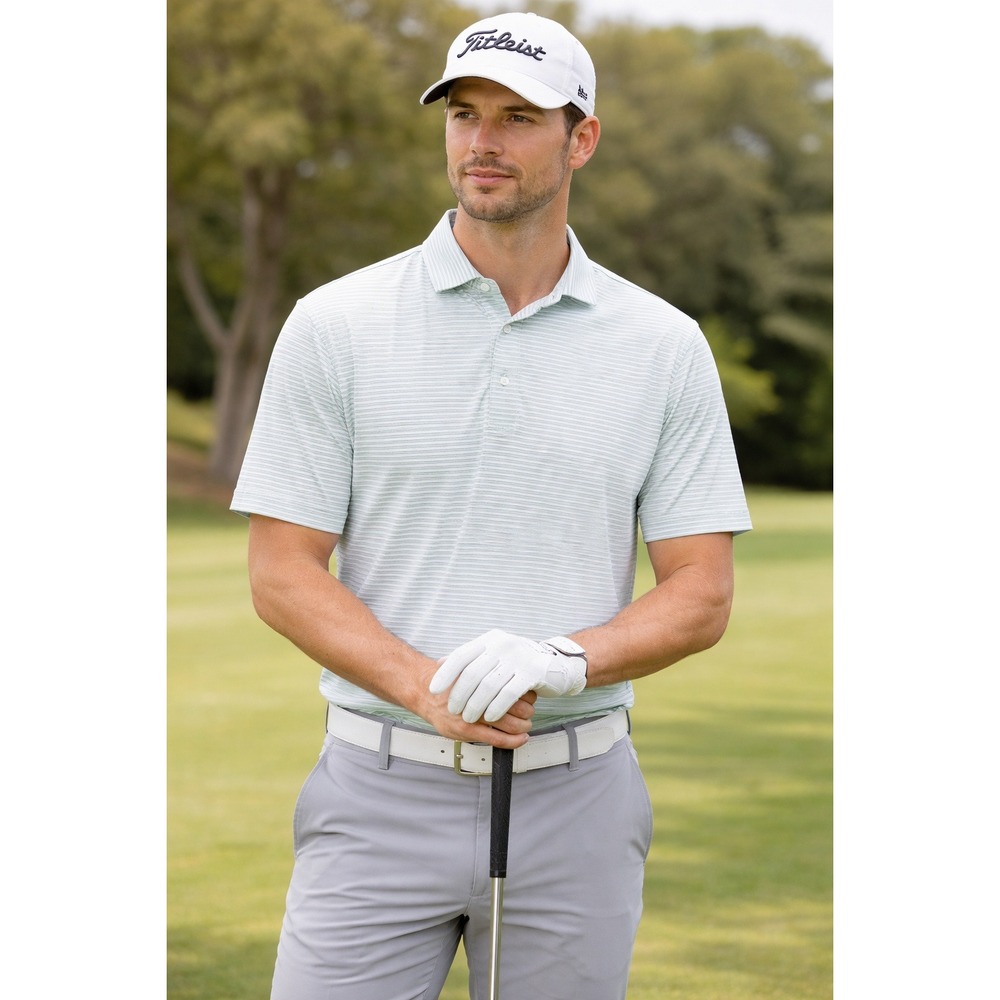 Turtleson Mens Golf Polo Shirt Striped Athletic Performance Casual Size‎ Medium